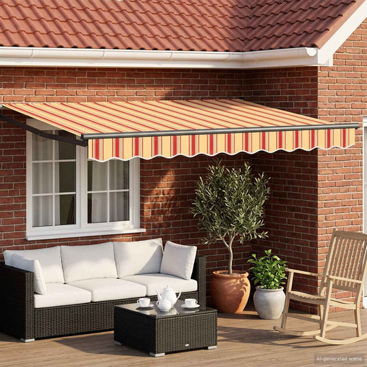 Tenda retrattile Giallo, Arancione e Bianco 3,5 x 2 m | homemem39