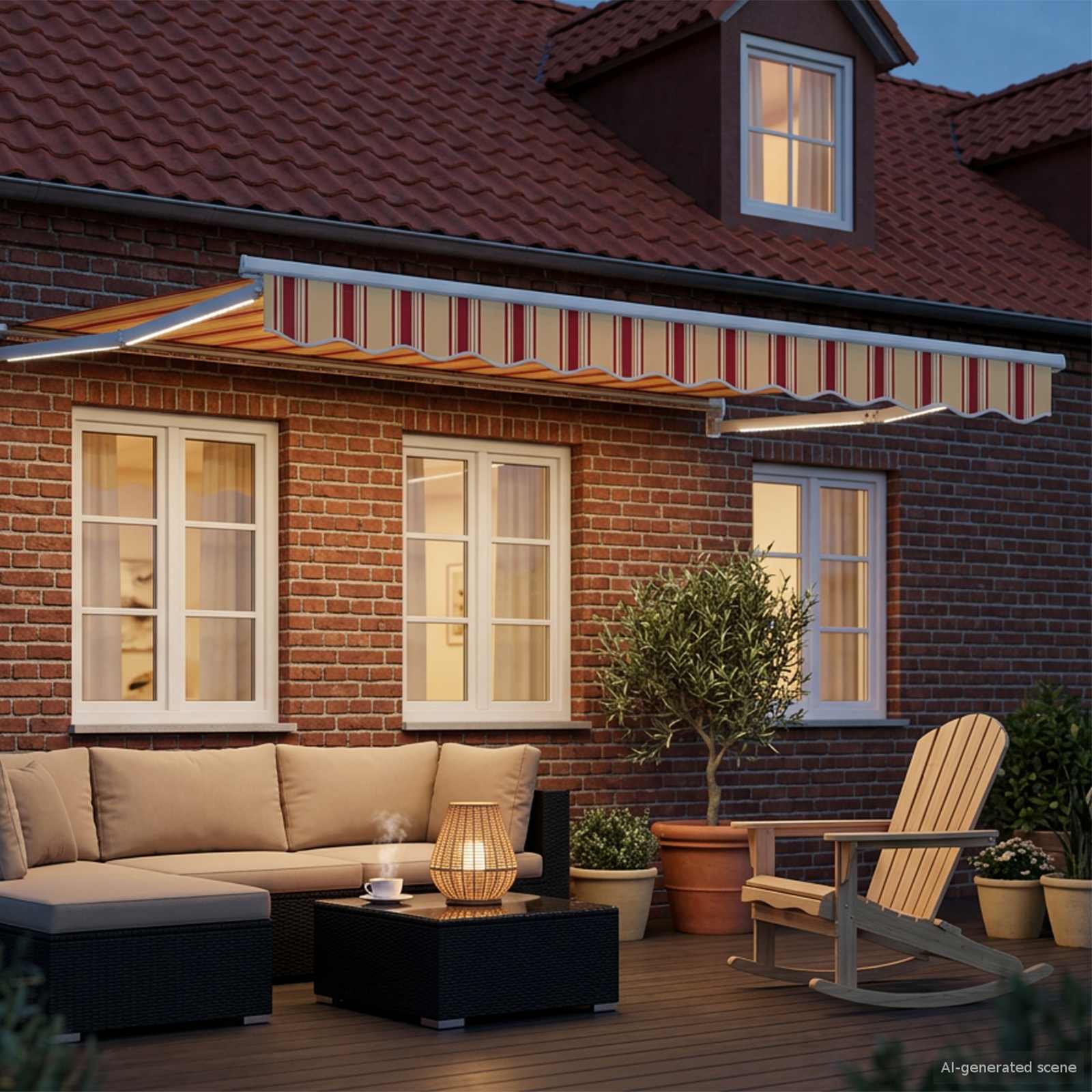 Tenda retrattile manuale con LED Multicolore 3 x 2 m | homemem39