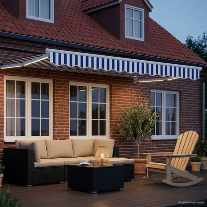 Tenda retrattile manuale con LED Blu e Bianco 3,5 x 2 m | homemem39