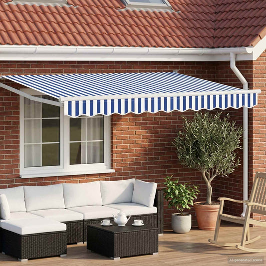 Tenda retrattile manuale con LED Blu e Bianco 3 x 2,5 m | homemem39