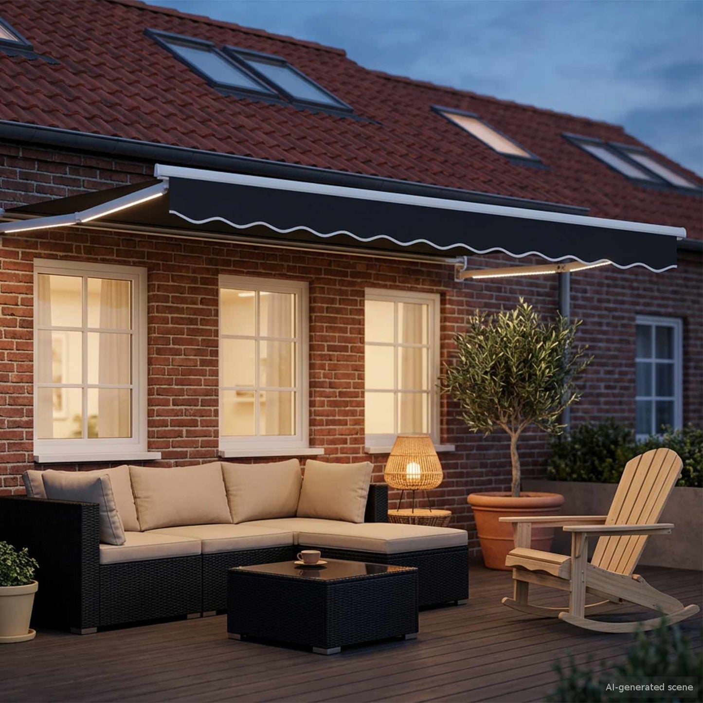 Tenda retrattile manuale con LED Antracite e Bianco 3 x 2,5 m | homemem39
