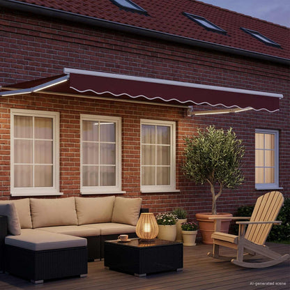 Tenda retrattile manuale con LED Borgogna e Bianco 3 x 2,5 m | homemem39