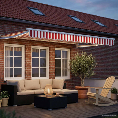 Tenda retrattile manuale con LED Rosso e Bianco 3 x 2,5 m | homemem39
