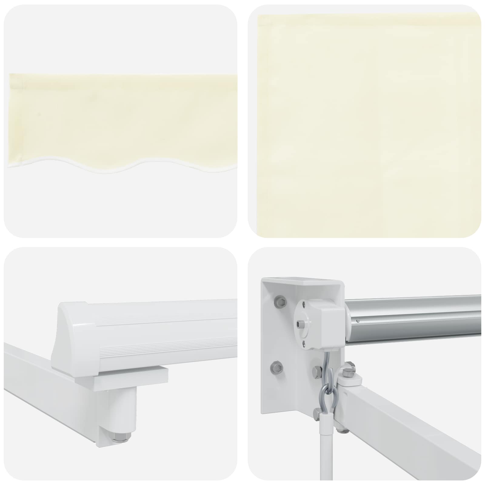 Tenda retrattile manuale con LED Crema e Bianco 3,5 x 2,5 m | homemem39