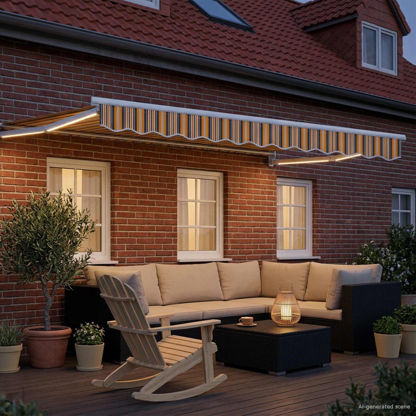 Tenda retrattile manuale con LED 3,5 x 2,5 m | homemem39