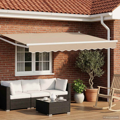 Tenda retrattile manuale con LED Beige e Bianco 3,5 x 2,5 m | homemem39