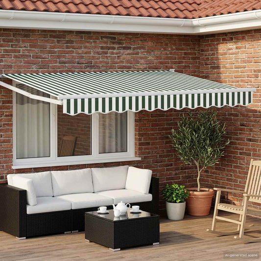 Tenda retrattile manuale con LED Verde e Bianco 3,5 x 2,5 m | homemem39