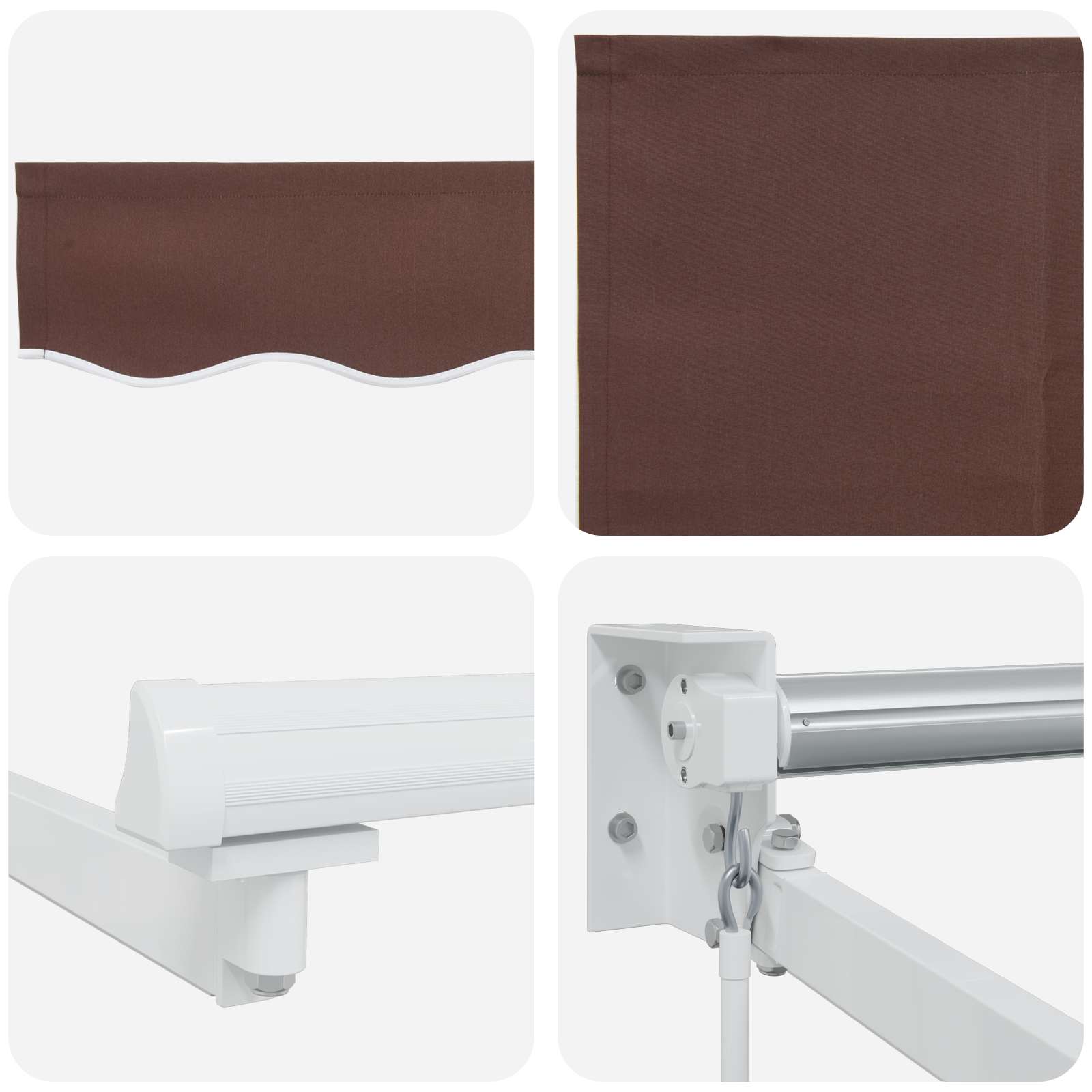 Tenda retrattile manuale con LED Marrone e bianco 4 × 3 m | homemem39