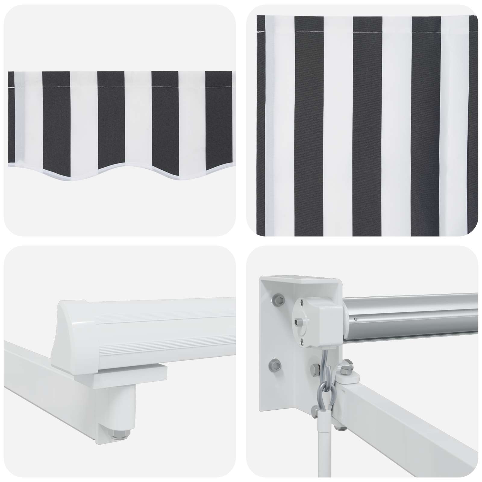 Tenda retrattile manuale con LED Antracite e Bianco 4 × 3 m | homemem39