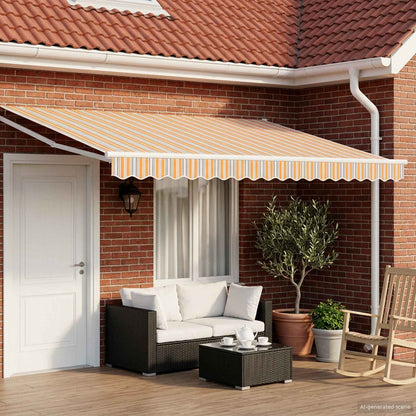 Tenda retrattile manuale con LED Blu, Arancione, Bianco 4 × 3 m | homemem39