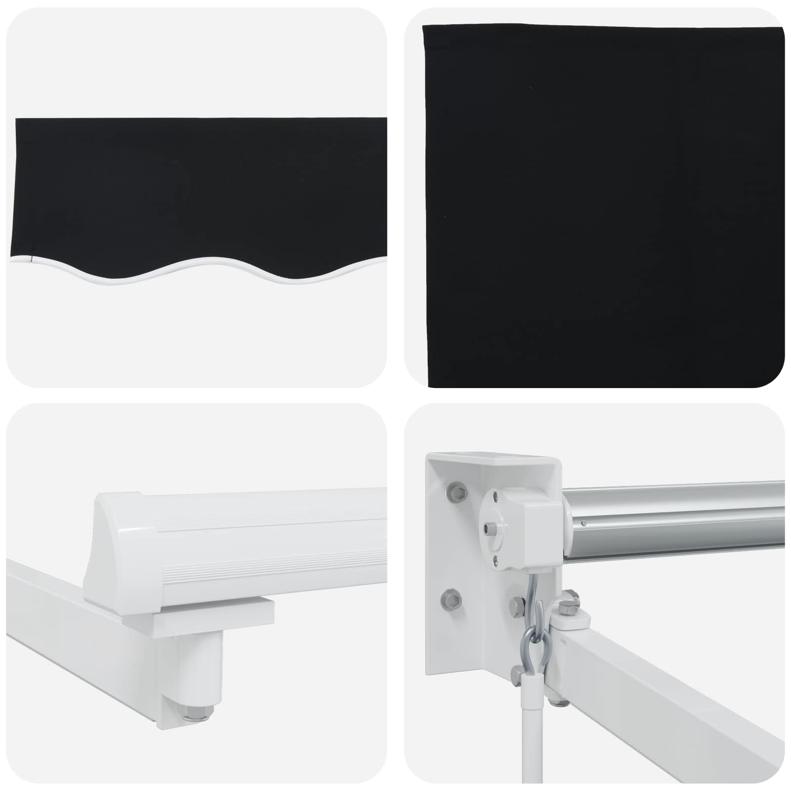 Tenda retrattile manuale con LED Nero e Bianco 4 × 3 m | homemem39