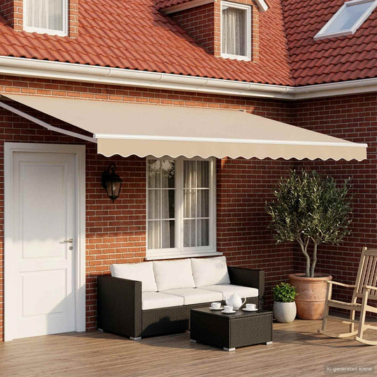 Tenda retrattile manuale con LED Beige e Bianco 4 × 3 m | homemem39