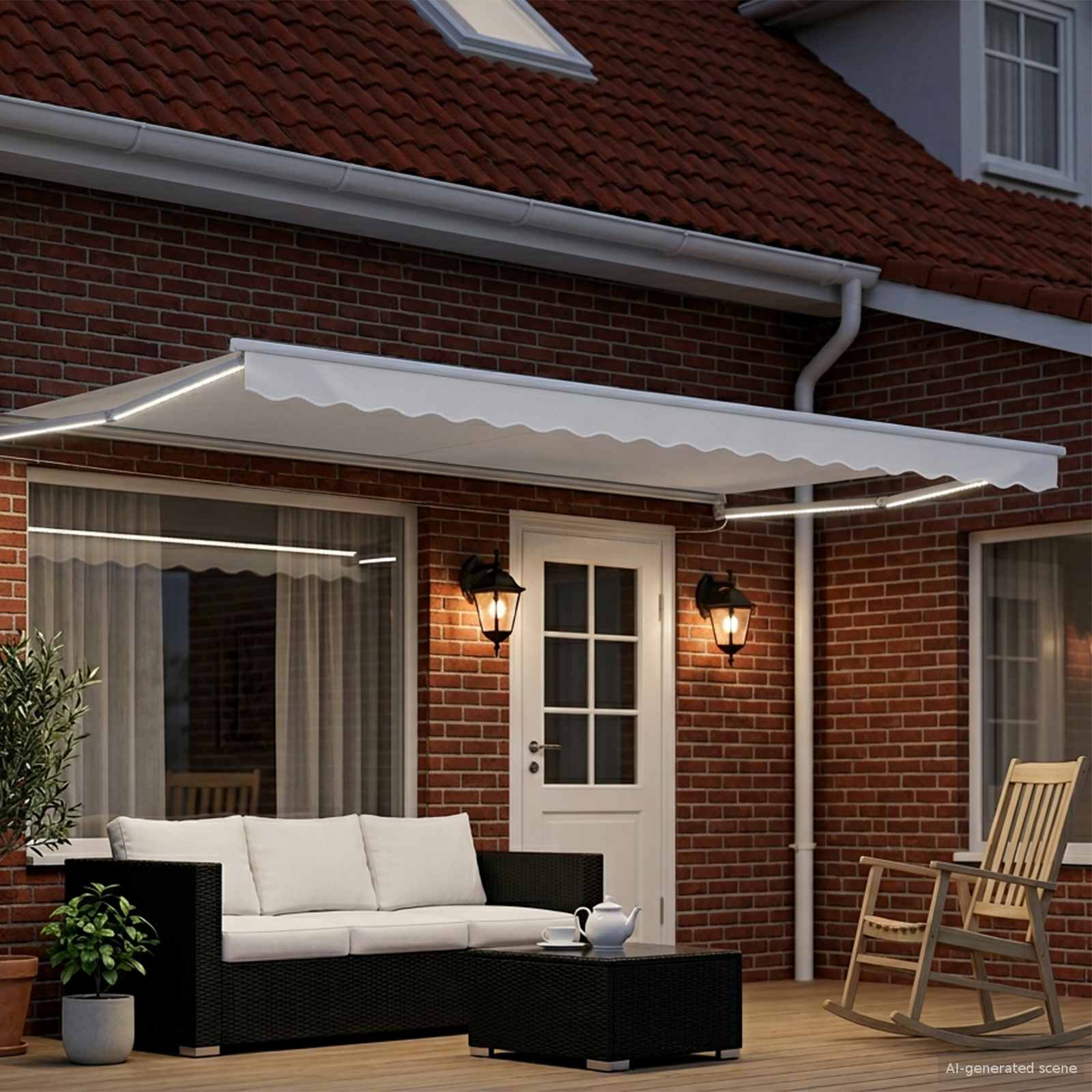Tenda retrattile manuale con LED Bianco 4 × 3 m | homemem39