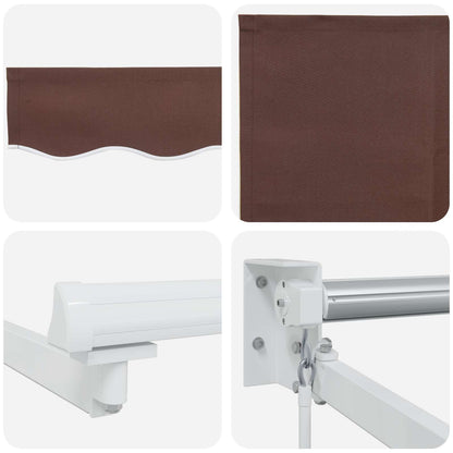 Tenda retrattile manuale con LED Marrone e bianco 4,5 × 3 m | homemem39
