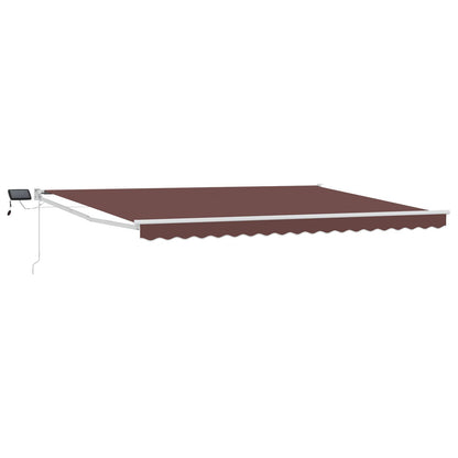 Tenda retrattile manuale con LED Marrone e bianco 4,5 × 3 m | homemem39