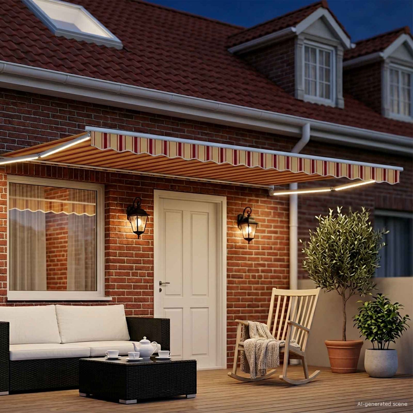 Tenda retrattile manuale con LED Multicolore 4,5 × 3 m | homemem39