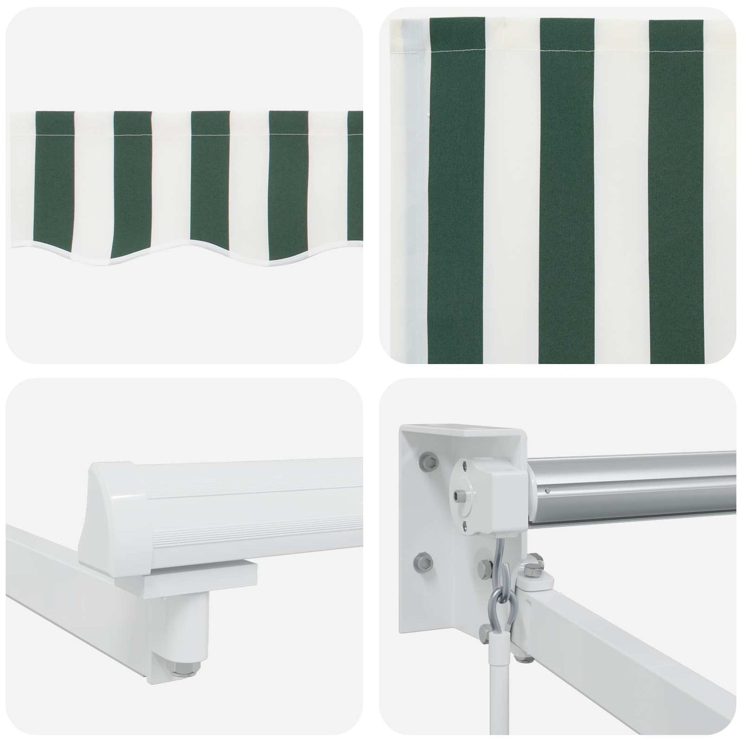 Tenda retrattile manuale con LED Verde e Bianco 4,5 × 3 m | homemem39