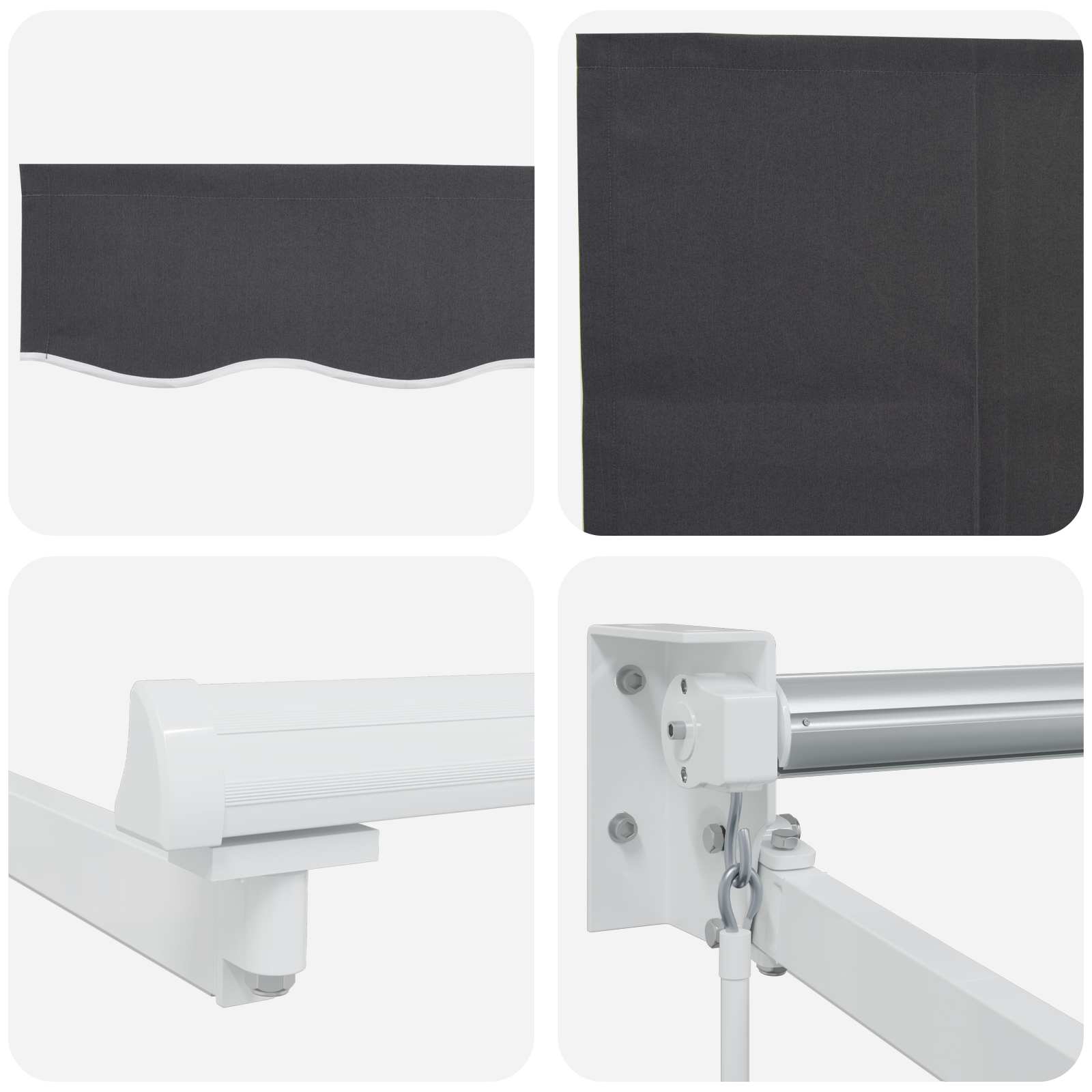 Tenda retrattile manuale con LED Antracite e Bianco 5 x 3 m | homemem39