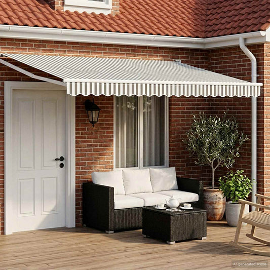 Tenda retrattile manuale con LED Antracite e Bianco 5 x 3 m | homemem39