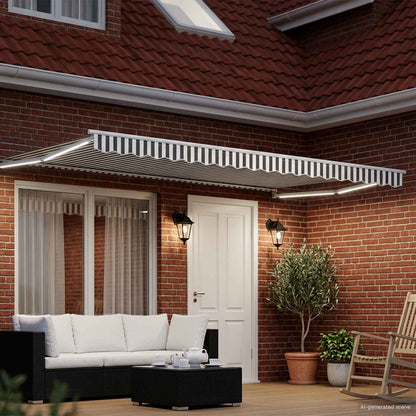 Tenda retrattile manuale con LED Antracite e Bianco 5 x 3 m | homemem39