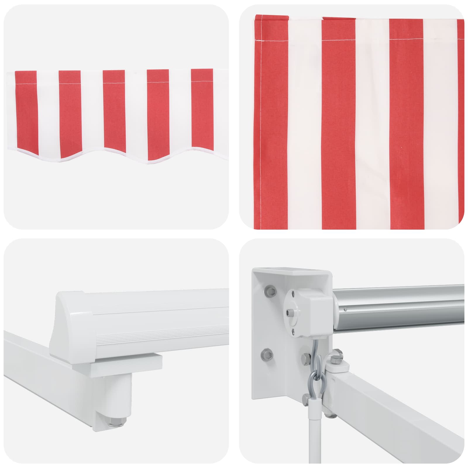 Tenda retrattile manuale con LED Rosso e Bianco 5 x 3 m | homemem39