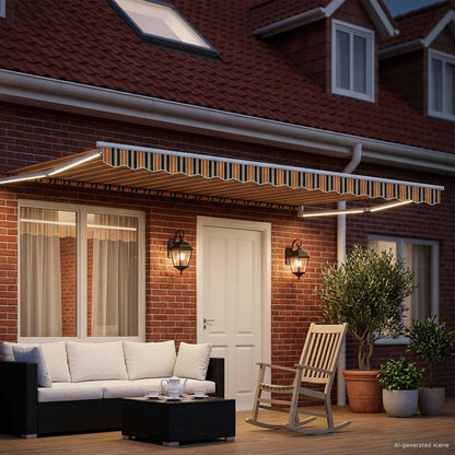 Tenda retrattile manuale con LED Verde, Giallo, Bianco 5 x 3 m | homemem39