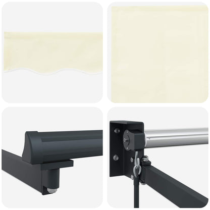 Tenda retrattile manuale con LED Crema e Antracite 2,5 x 2 m
