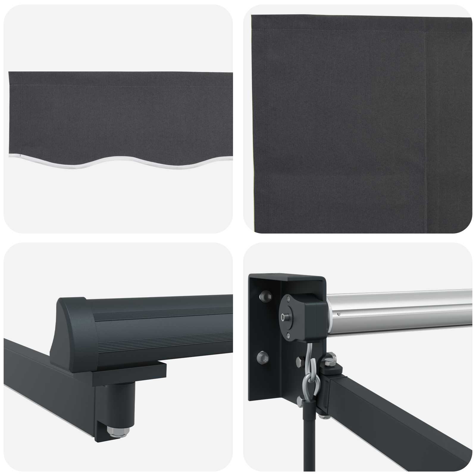 Tenda retrattile manuale con LED Antracite 2,5 x 2 m | homemem39