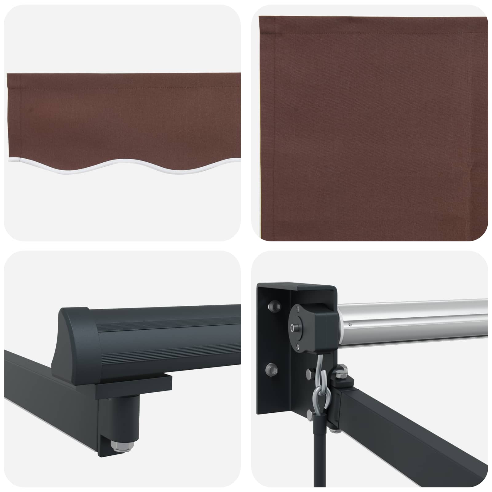 Tenda retrattile manuale con LED Marrone e Antracite 2,5 x 2 m | homemem39