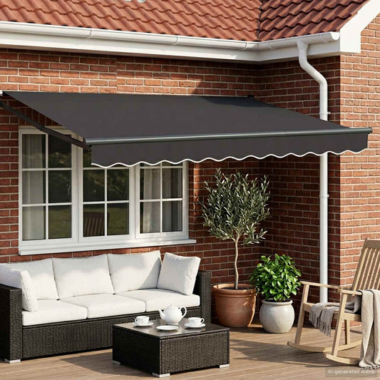 Tenda retrattile manuale con LED Antracite 3 x 2 m