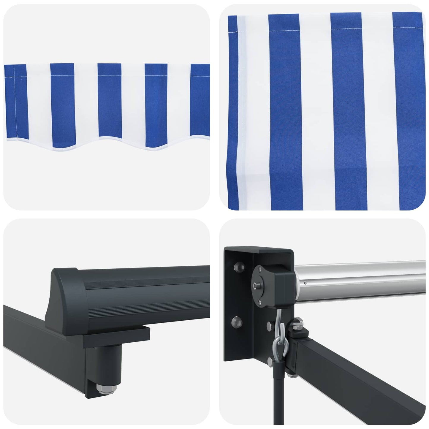Tenda retrattile manuale con LED Blu, Bianco, Antracite 4 x 2 m