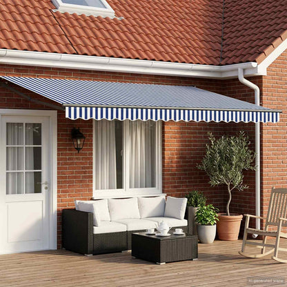 Tenda retrattile manuale con LED Blu, Bianco, Antracite 4 x 2 m