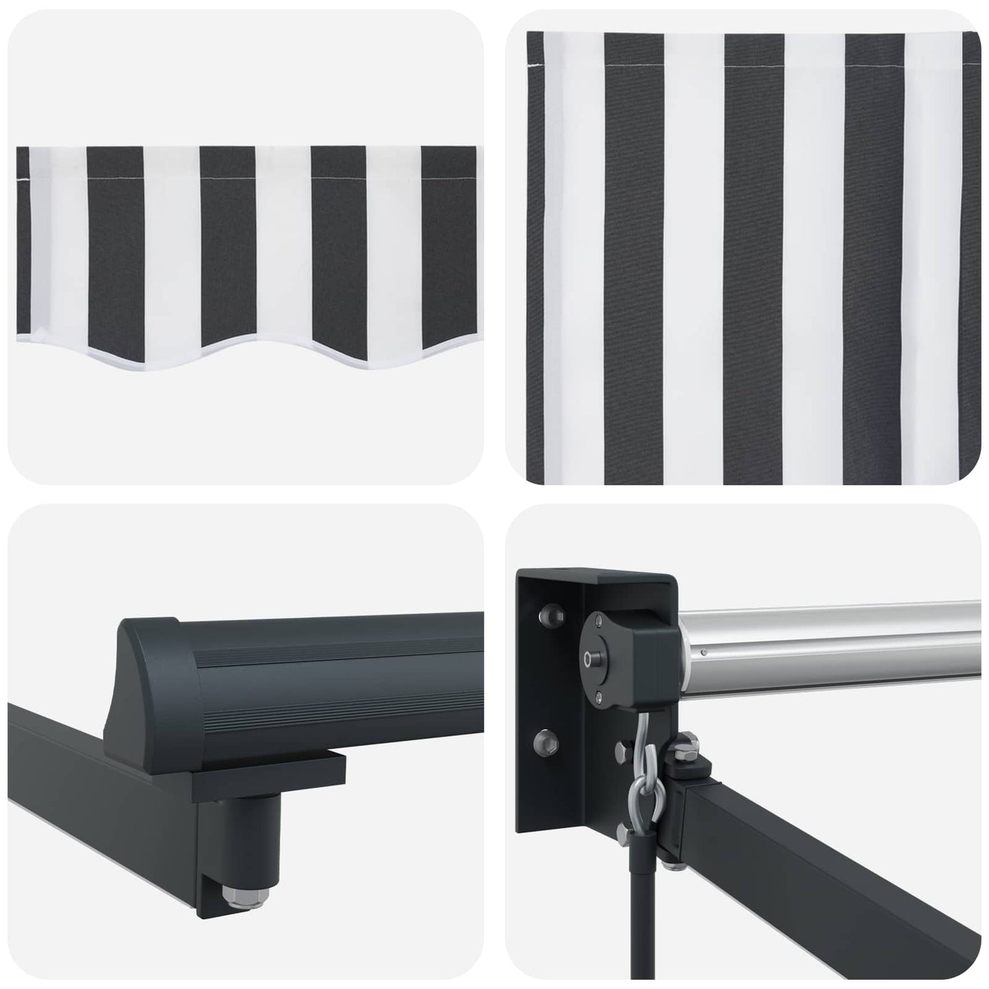 Tenda retrattile manuale con LED Antracite e Bianco 3 x 2,5 m | homemem39