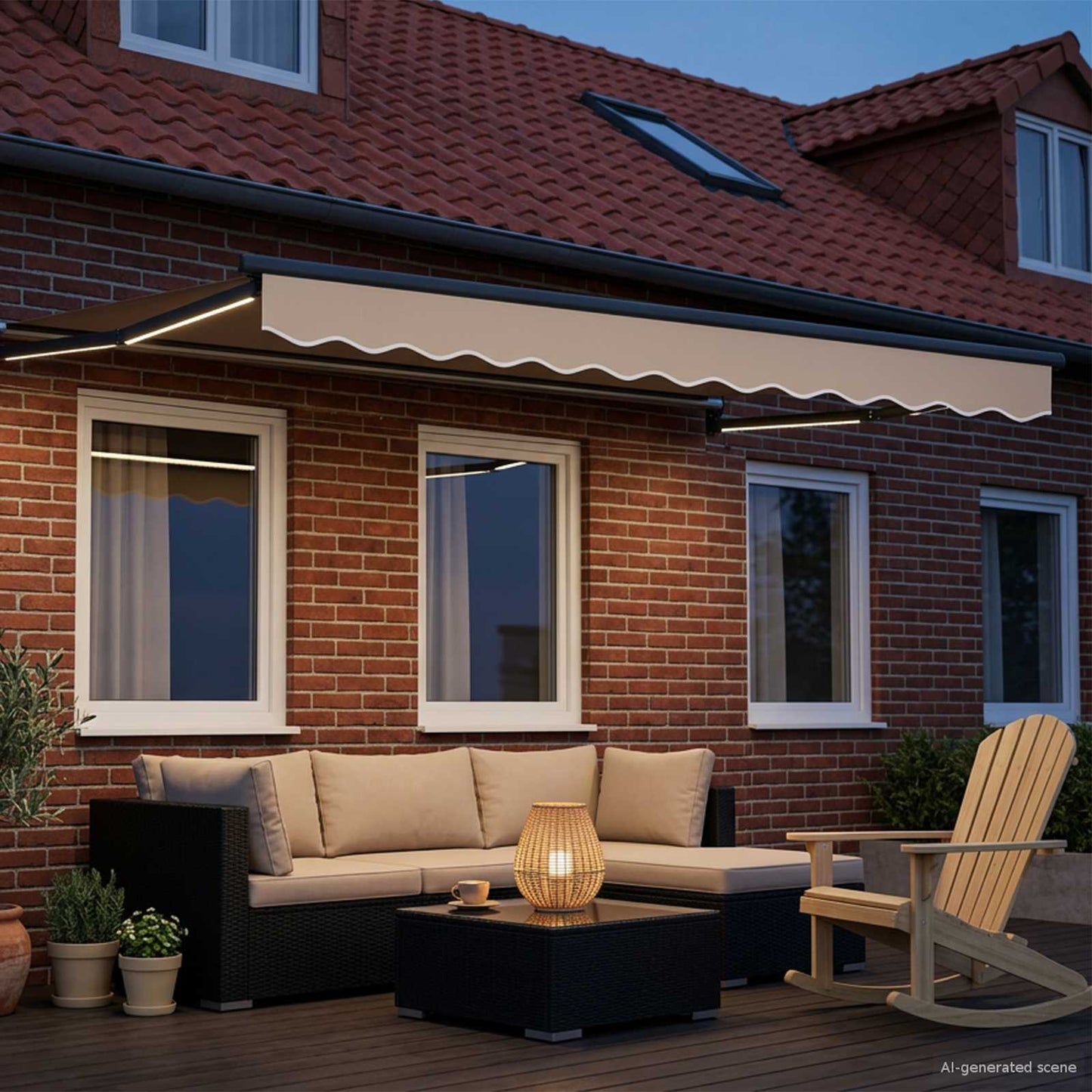 Tenda retrattile manuale con LED Beige e Antracite 3 x 2,5 m | homemem39