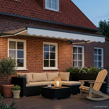 Tenda retrattile manuale con LED Bianco e Antracite 3 x 2,5 m | homemem39