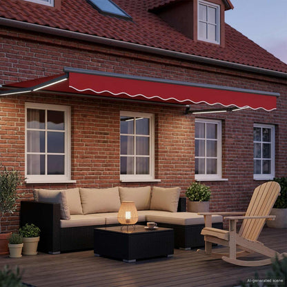 Tenda retrattile manuale con LED Rosso e Antracite 3 x 2,5 m | homemem39