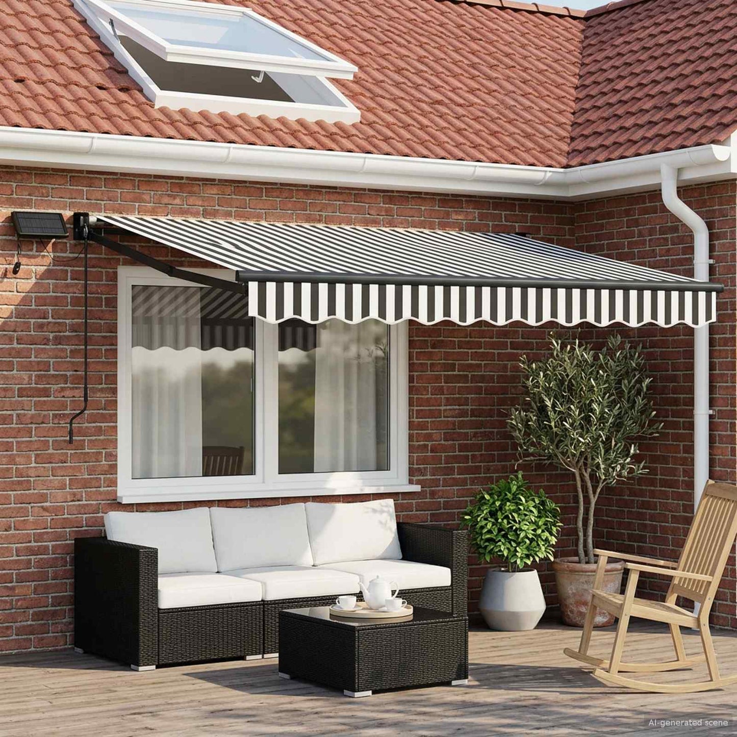 Tenda retrattile manuale con LED Antracite e Bianco 3,5 x 2,5 m | homemem39
