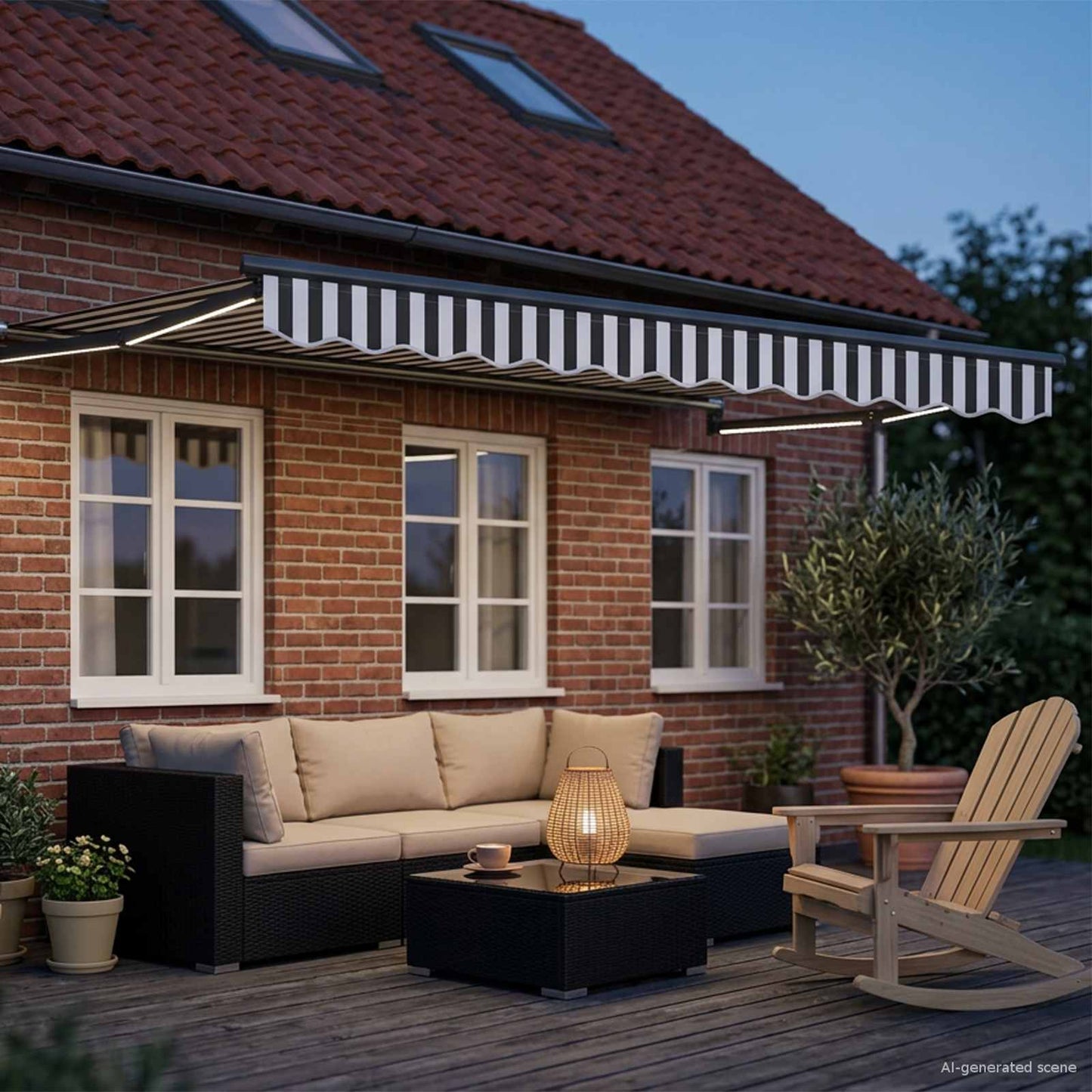 Tenda retrattile manuale con LED Antracite e Bianco 3,5 x 2,5 m | homemem39