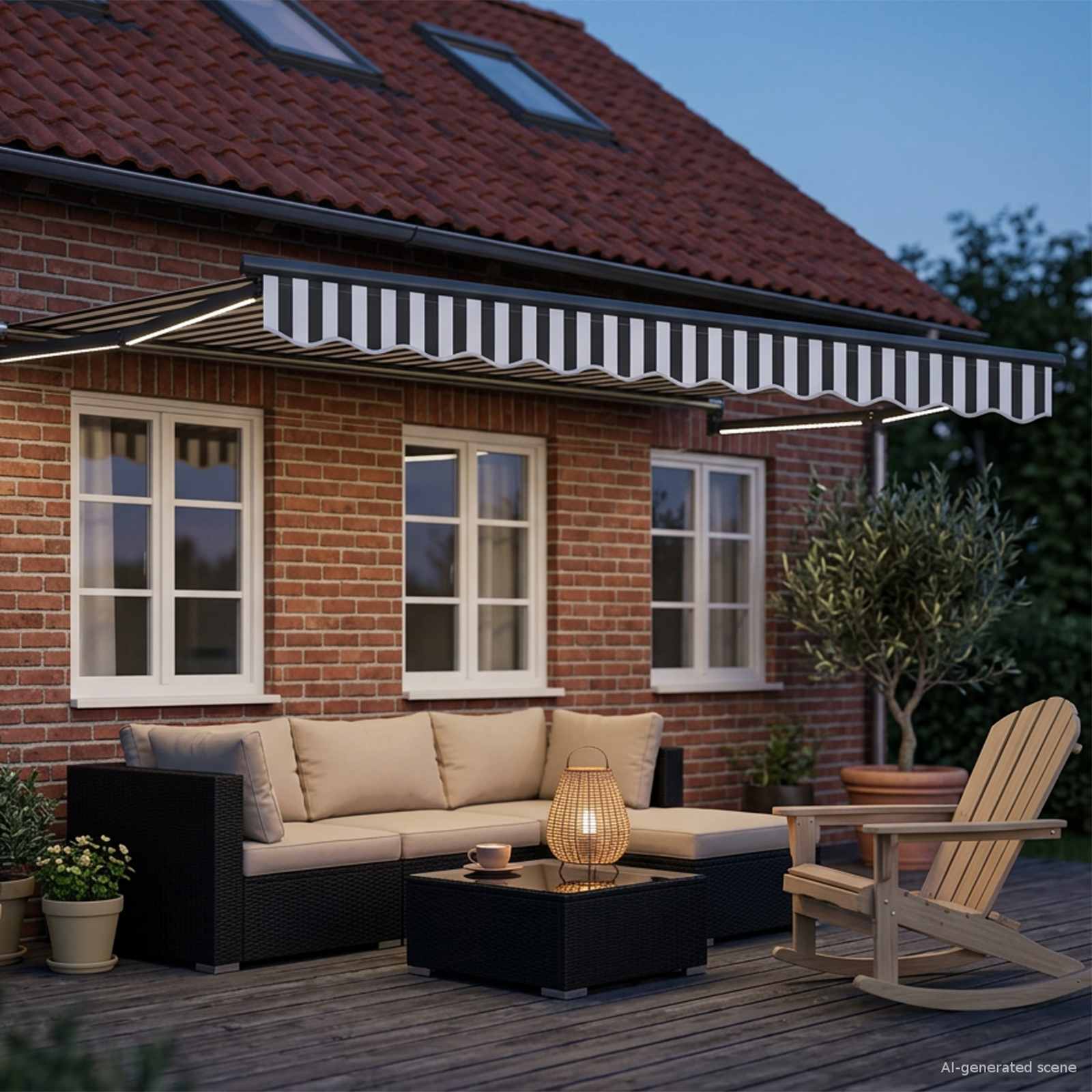 Tenda retrattile manuale con LED Antracite e Bianco 3,5 x 2,5 m | homemem39