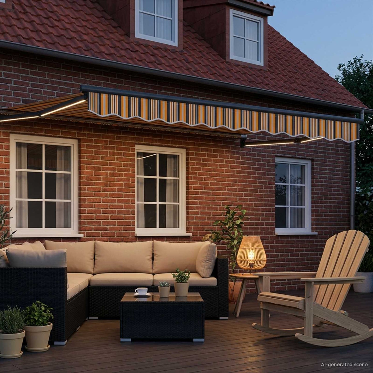 Tenda retrattile manuale con LED 3,5 x 2,5 m | homemem39