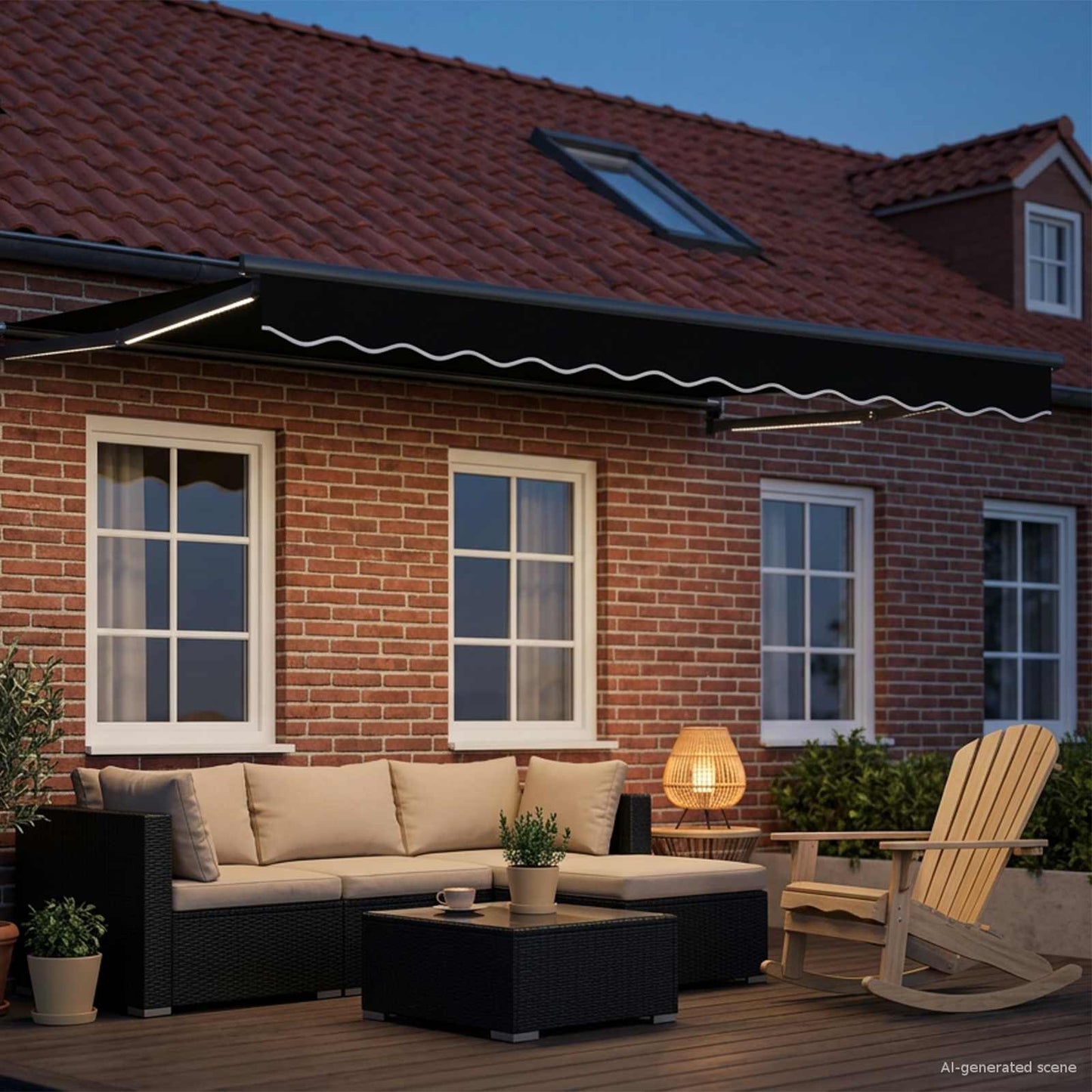 Tenda retrattile manuale con LED Nero e antracite 3,5 x 2,5 m