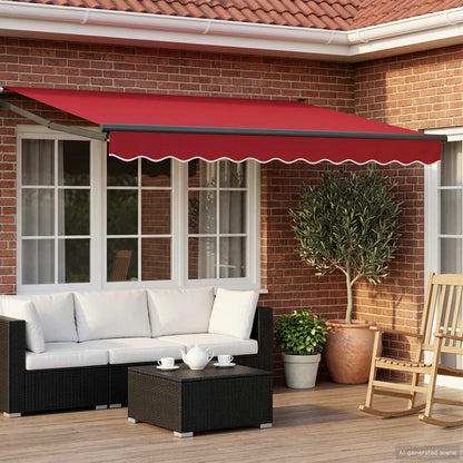 Tenda retrattile manuale con LED Rosso e Antracite 3,5 x 2,5 m