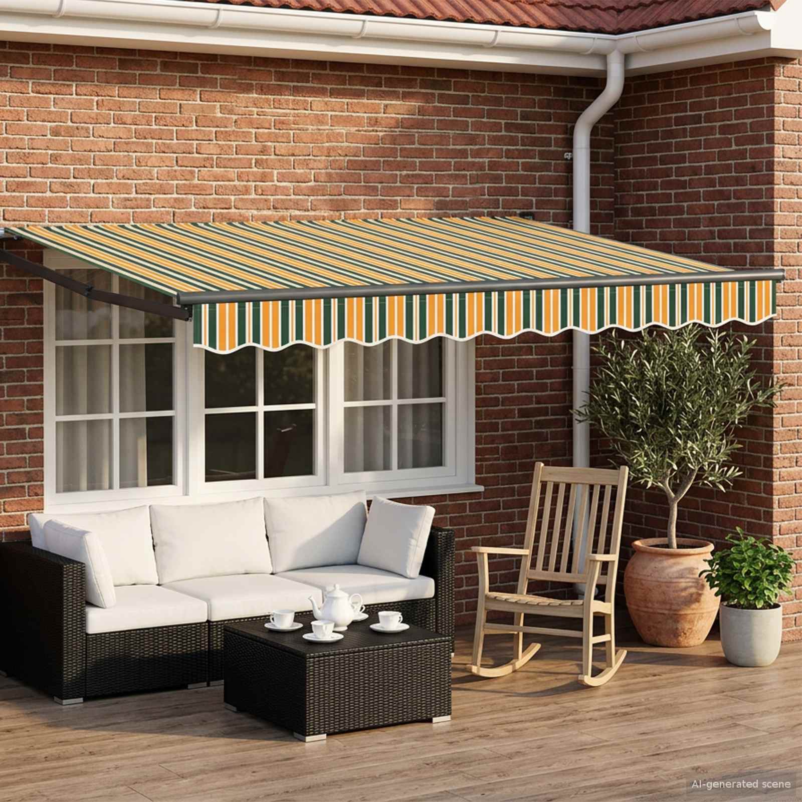 Tenda retrattile manuale con LED 3,5 x 2,5 m | homemem39