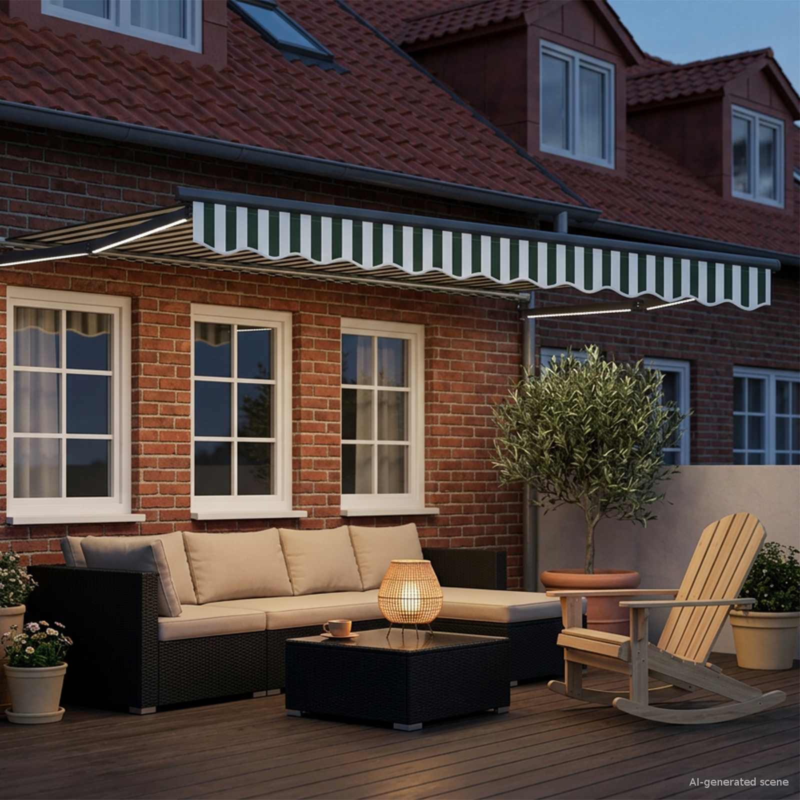 Tenda retrattile manuale con LED 3,5 x 2,5 m | homemem39