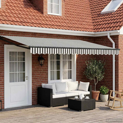 Tenda retrattile manuale con LED Antracite e Bianco 4 × 3 m | homemem39