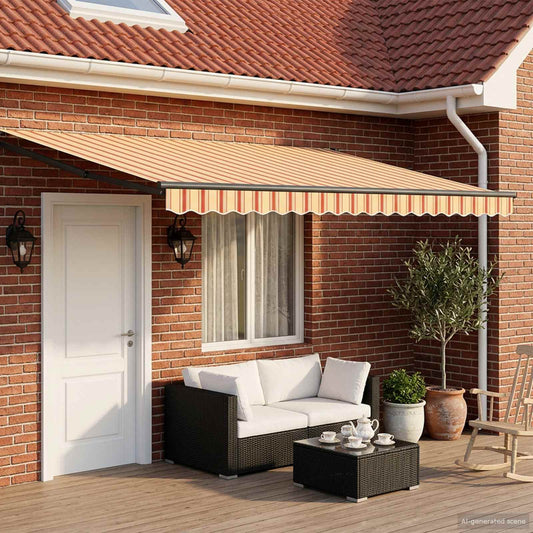 Tenda retrattile manuale con LED Multicolore 4 × 3 m | homemem39