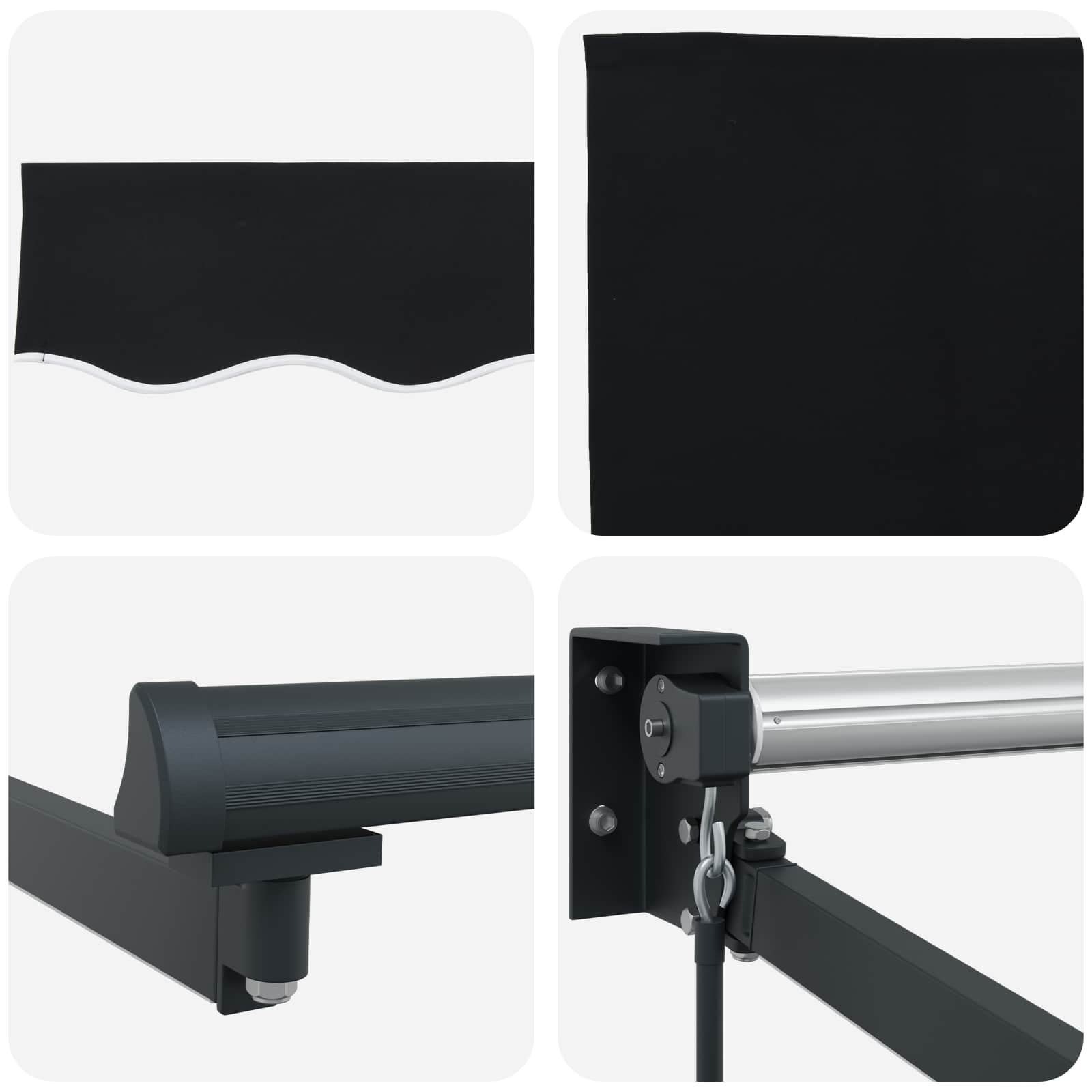 Tenda retrattile manuale con LED Nero e antracite 4 × 3 m | homemem39