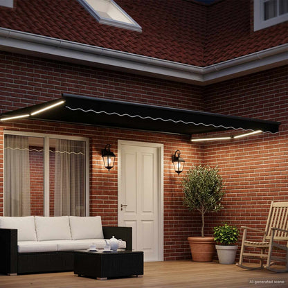 Tenda retrattile manuale con LED Nero e antracite 4 × 3 m | homemem39