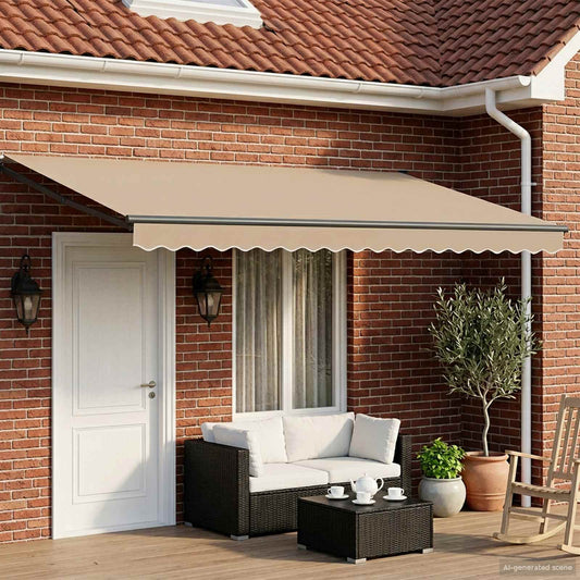 Tenda retrattile manuale con LED Beige e Antracite 4 × 3 m | homemem39