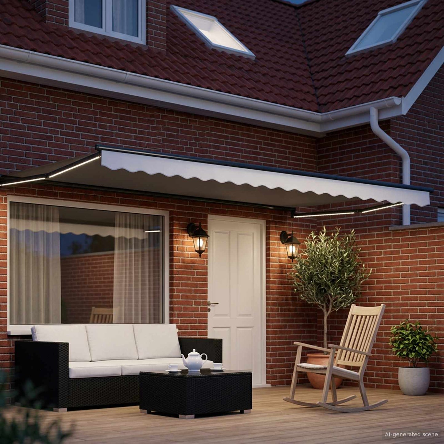 Tenda retrattile manuale con LED Bianco e Antracite 4 × 3 m | homemem39